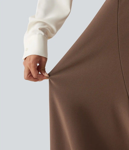 High Waisted A-Line Midi Work Skirt