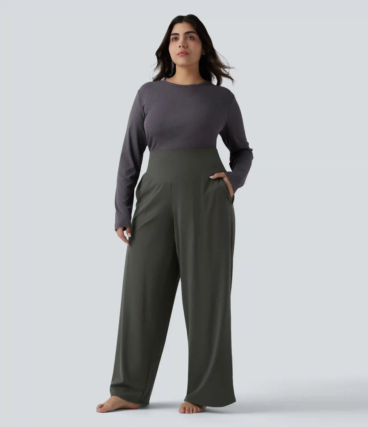 Halara UltraSculpt™ High Waisted Tummy Control Straight Leg Yoga Plus Size Pants with Pockets