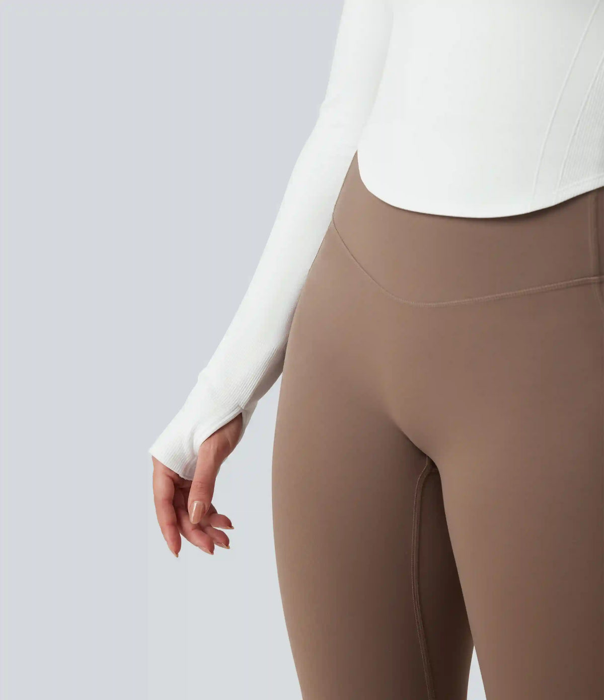 OneForm Seamless Flow Round Neck Long Sleeve Thumb Hole Curved Hem Yoga Sports Top