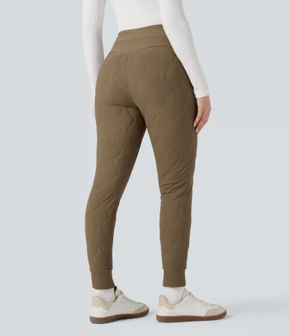 PuffFlex High Waisted Drawstring Casual Quilted Joggers with Pockets