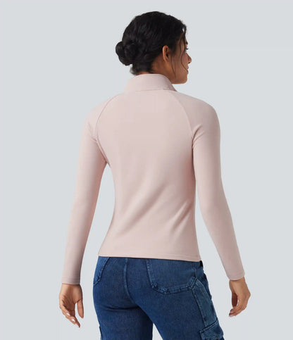 Half Zip Long Sleve Fleece Casual Top
