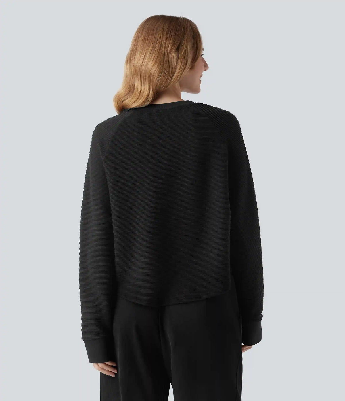 Seamless Flow Round Neck Raglan Long Sleeve High Low Casual Sports Top