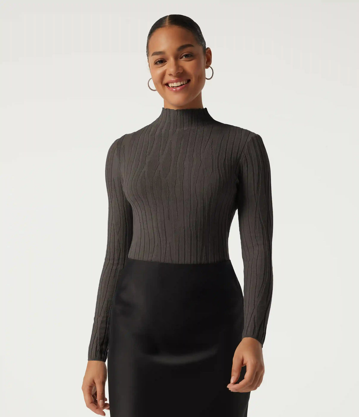 Mock Neck Long Sleeve Work Sweater