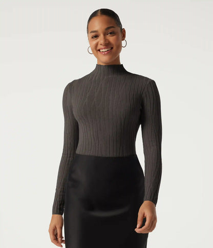 Mock Neck Long Sleeve Work Sweater