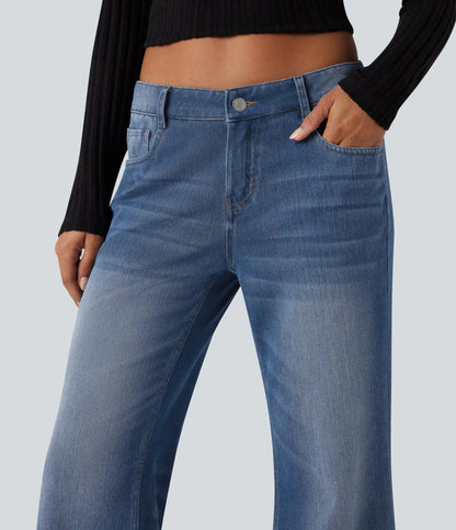 Halara Flex™ Low Rise Flare Washed Casual Jeans with Pockets