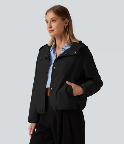 Hooded Long Sleeve Casual Jacket with Pockets