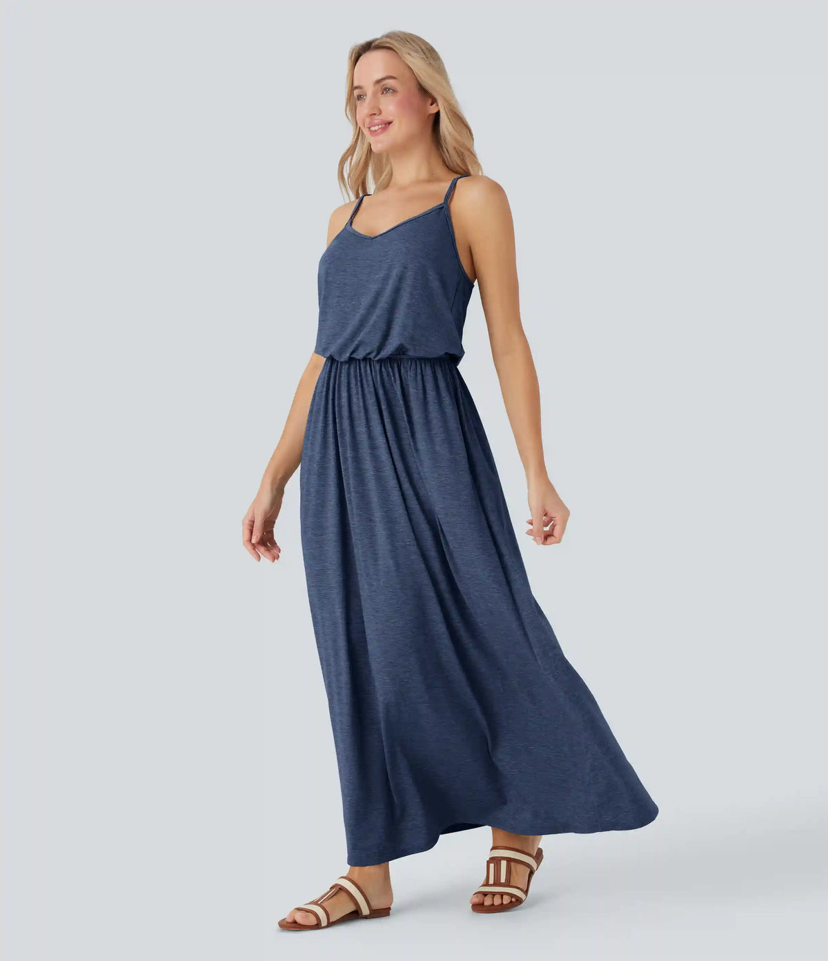 Maxi Flowy Slip Dress with Pockets
