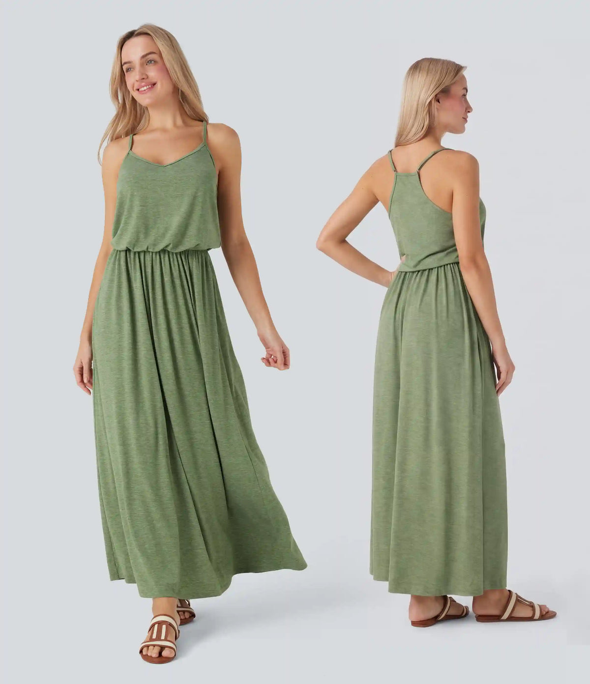 Maxi Flowy Slip Dress with Pockets