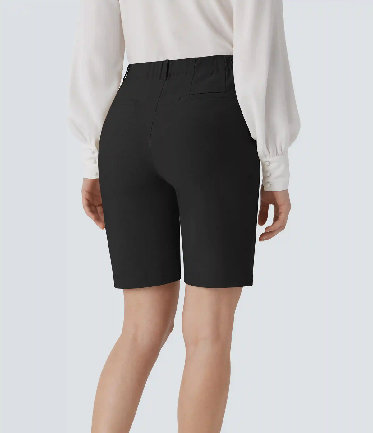 Mid Rise Zipper Pocket Work Bermuda Shorts 9''