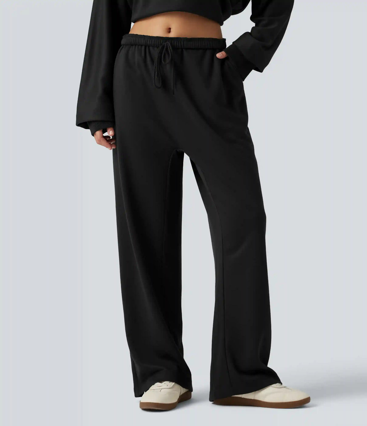 Low Rise Drawstring Straight Leg Casual Sweatpants with Pockets