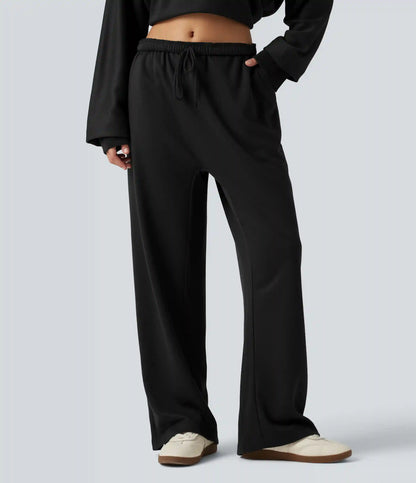 Low Rise Drawstring Straight Leg Casual Sweatpants with Pockets