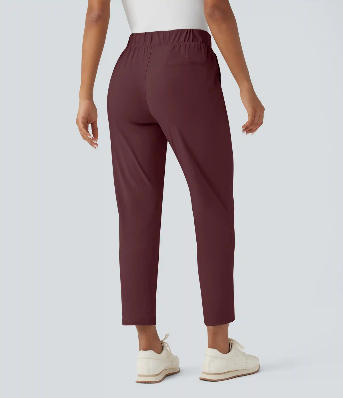 High Waisted Drawstring Pockets Quick Dry Golf Tapered Pants-Golf Tee Pocket