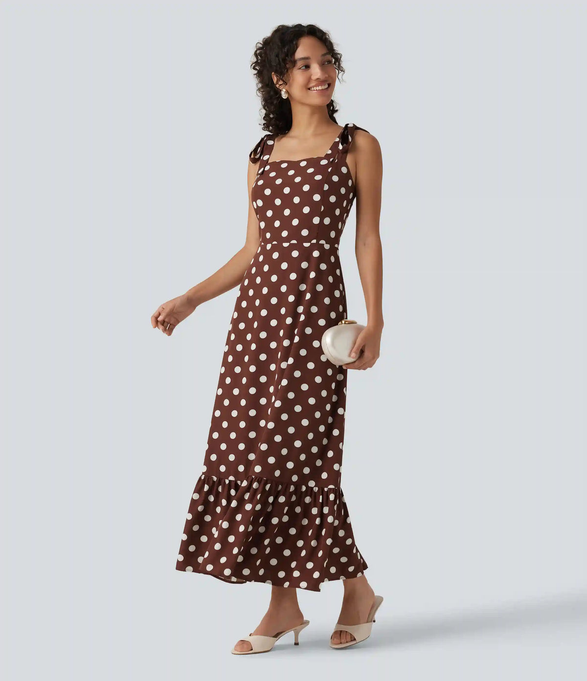 Square Neck Polka Dot Maxi Tank Dress