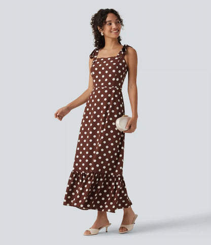 Square Neck Polka Dot Maxi Tank Dress