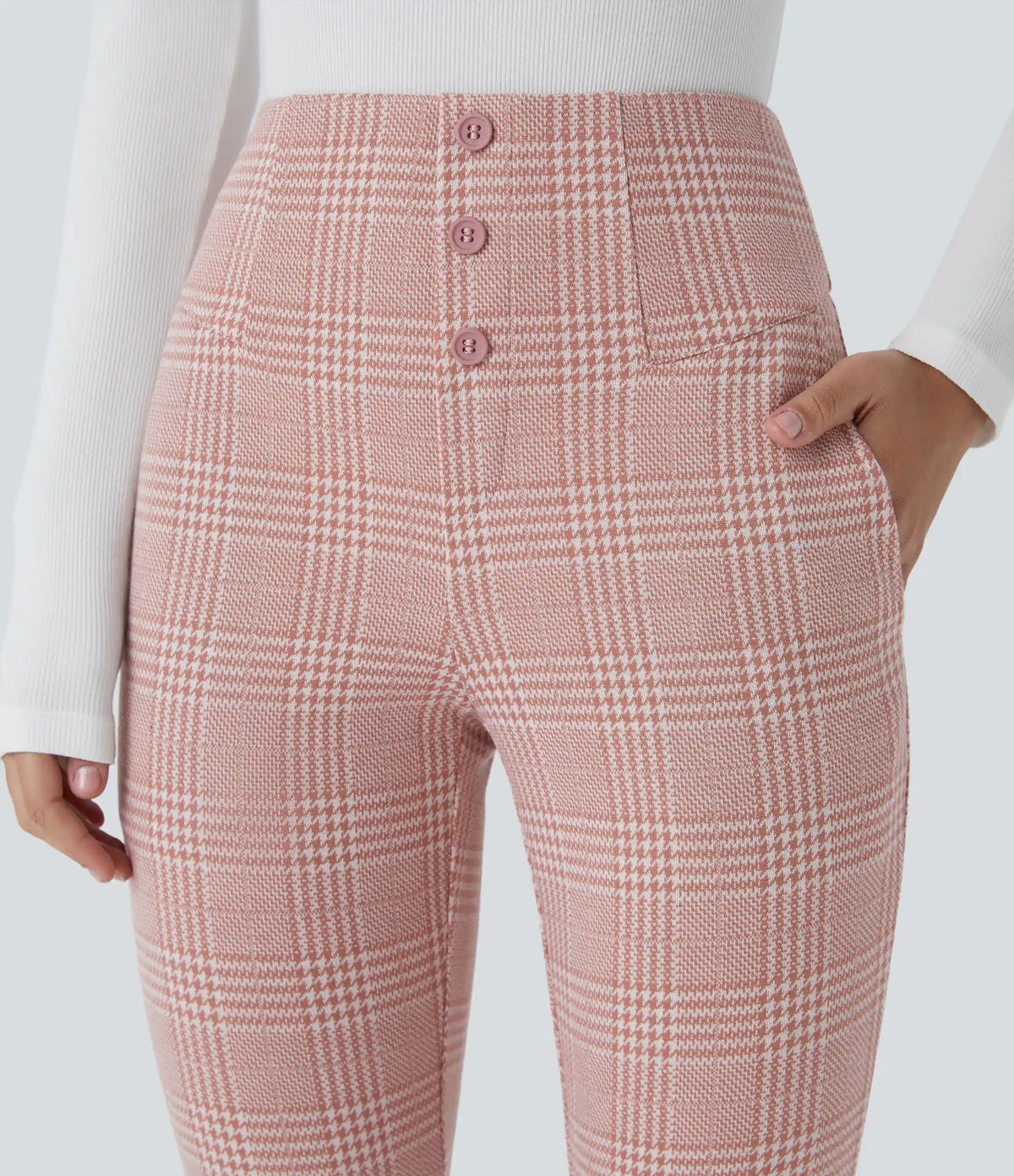 Halara Flex™ High Waisted Houndstooth Plaid Skinny Work Pants with Pockets
