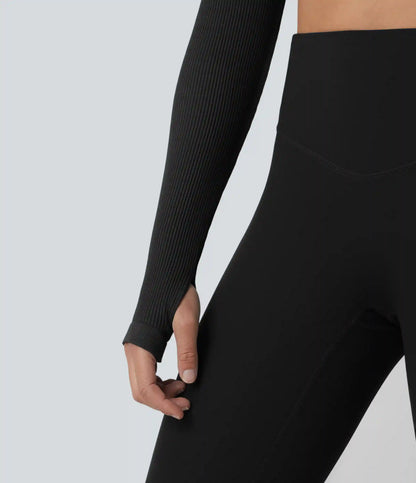 OneForm Seamless Flow Backless Long Sleeve Thumb Holes Cropped Yoga Sports Top