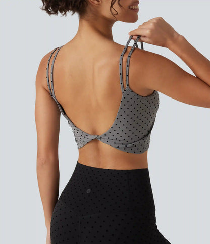 Halara UltraSculpt™ Light Support Backless Built-in Bra Flocked Polka Dot Yoga Sports Bra