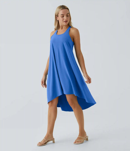 Breezeful™ RacerPocket High Low Flowy Midi Quick Dry Casual Dress