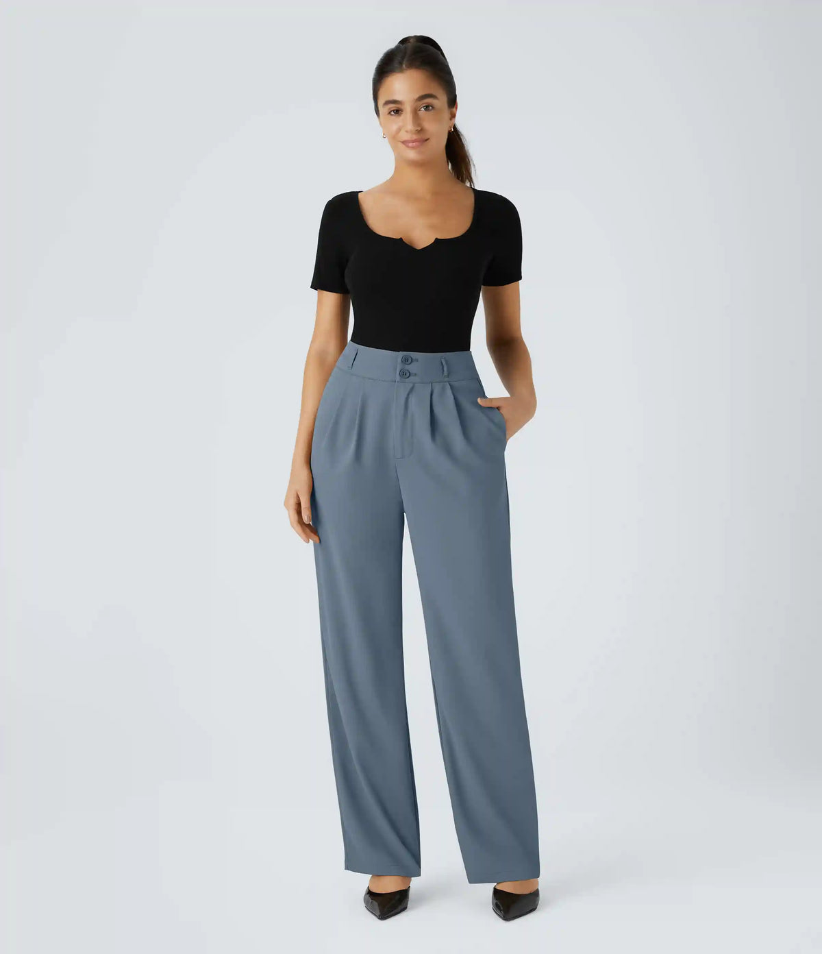 Halara Flex™ High Waisted Zipper Pocket Shirred Straight Leg Work Pants