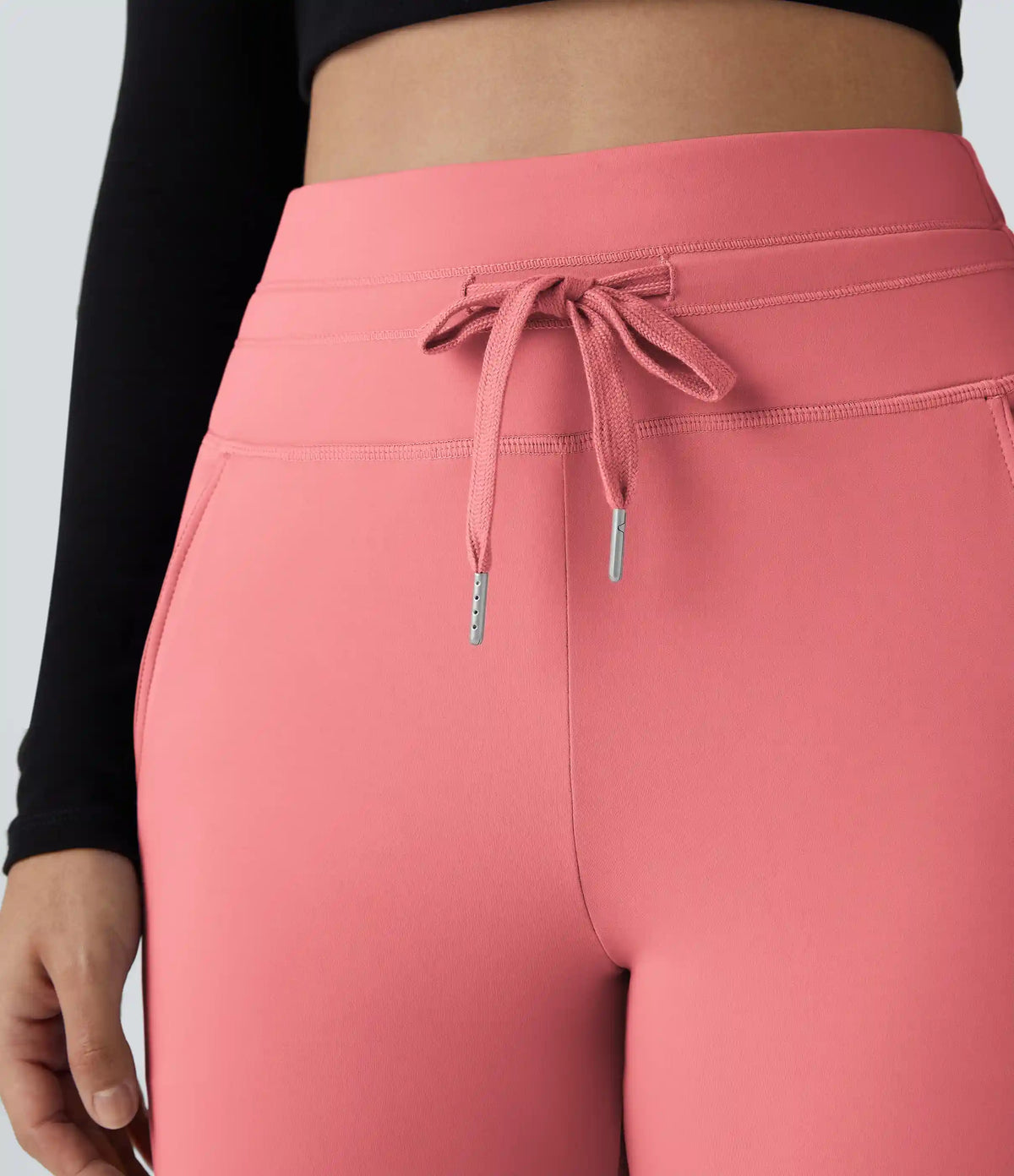 SoftlyZero™ Plush High Waisted Drawstring Pocket Plain Full Length Joggers