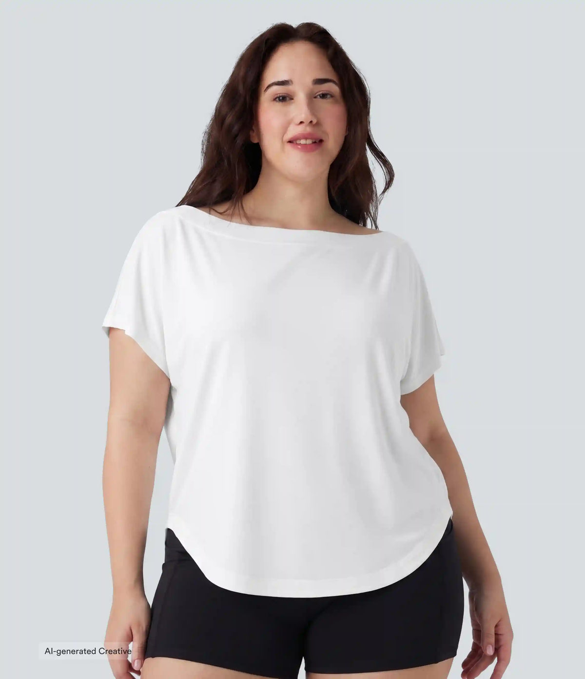 Plus Size One Shoulder Short Sleeve Curved Hem High Low Quick Dry Yoga Sports Top