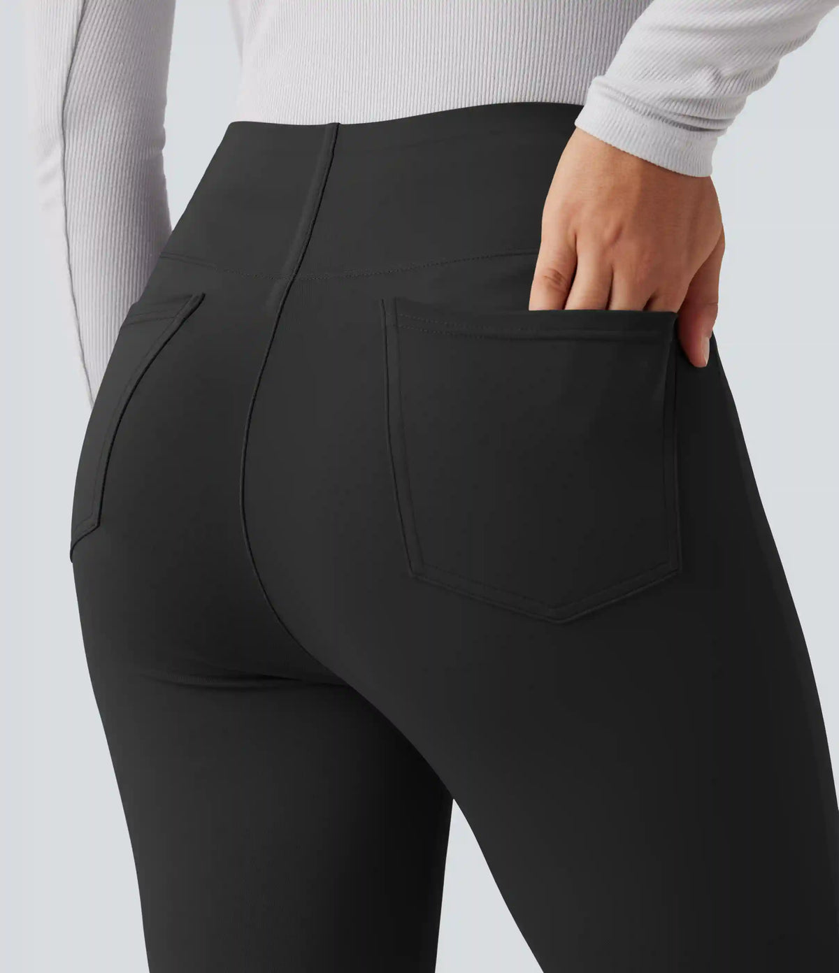 High Waisted Tummy Control Bootcut Work Pants with Pockets