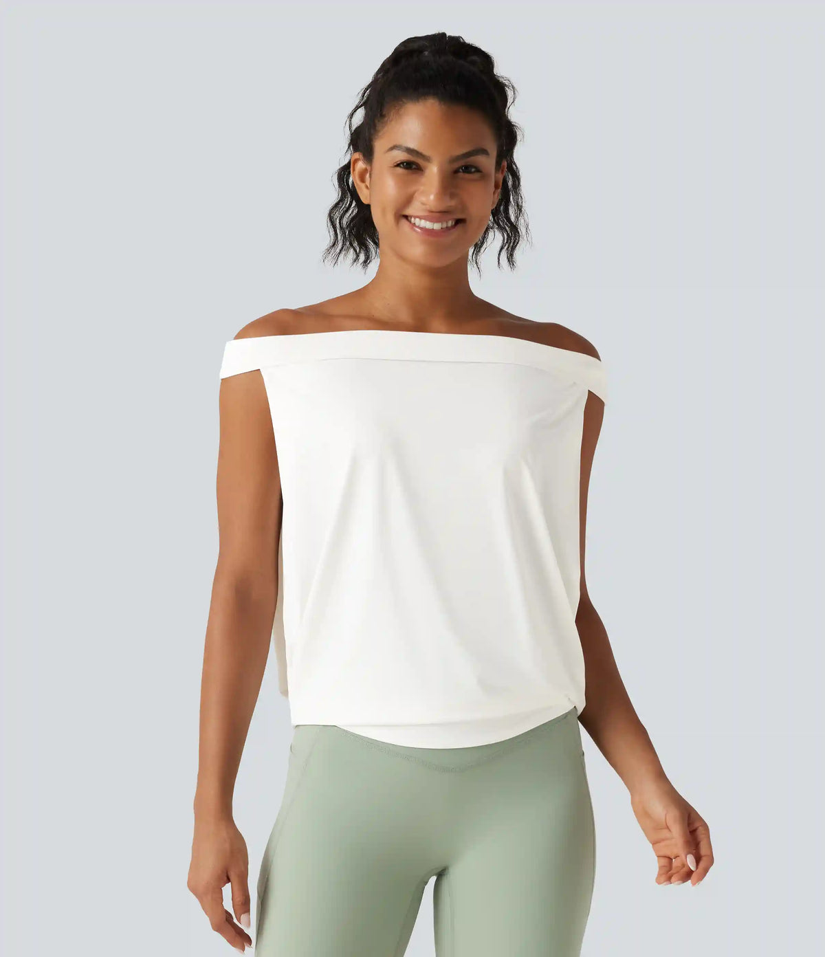 Off Shoulder InstantCool Workout Sports Top-UPF50+