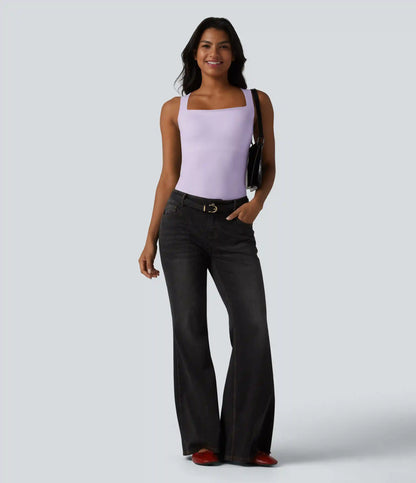 Square Neck Built-in Bra Casual Tank Top B-E Cups