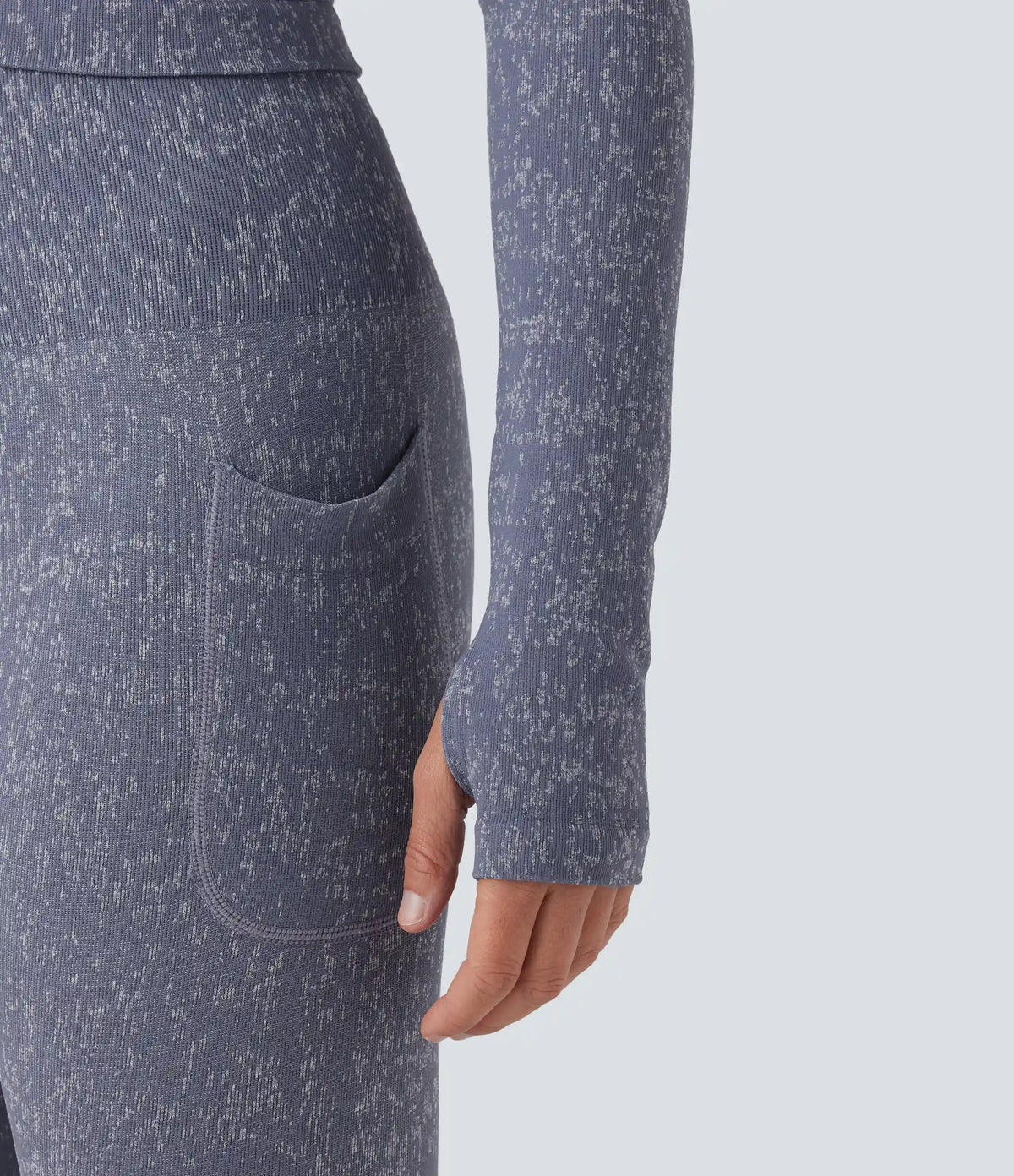 OneForm Seamless Flow V Neck Long Sleeve Thumb Hole Cropped Yoga Sports Top