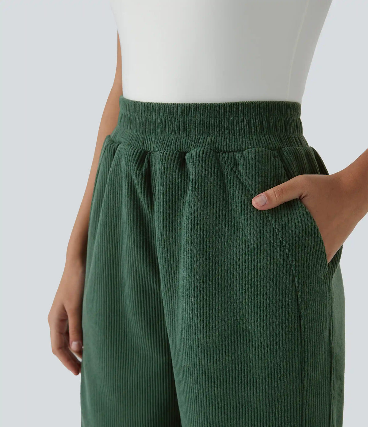 High Waisted Pocket Corduroy Casual Joggers