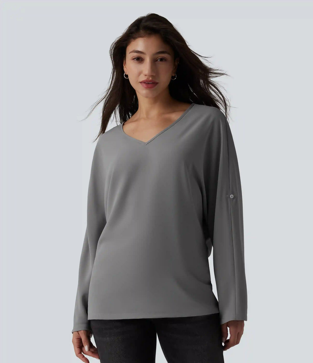 Wrinkle Recovery V Neck Long Sleeve Work Blouse