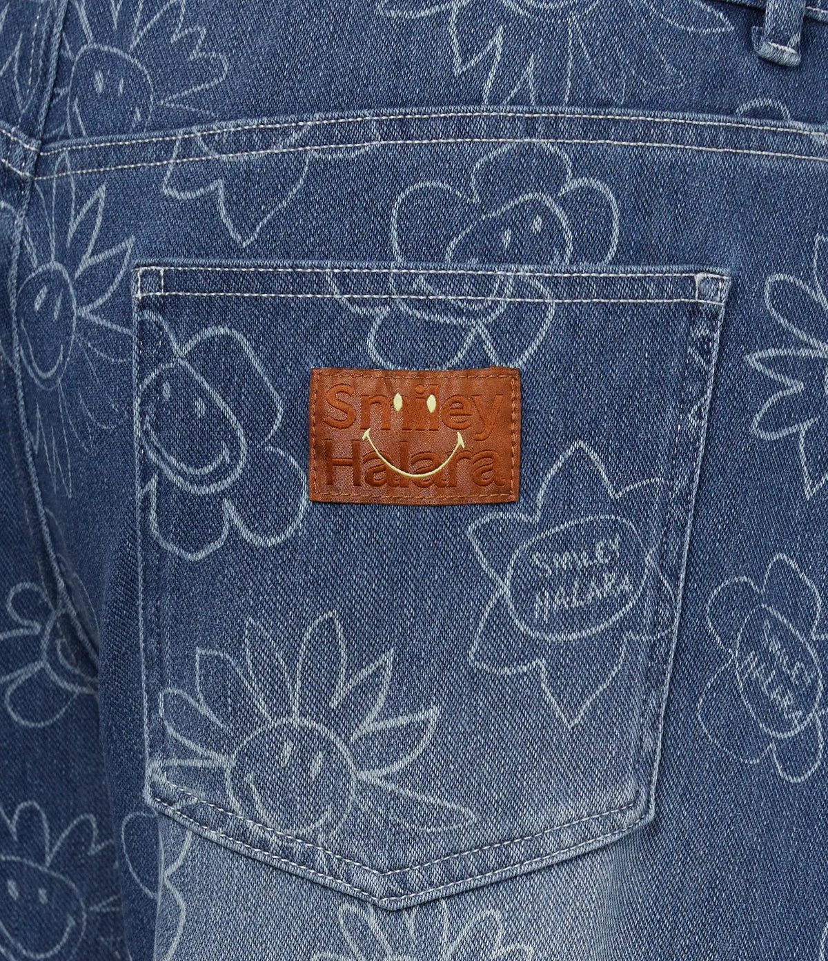 Halara X Smiley® Halara Flex™ Asymmetric Low Rise Baggy Wide Leg Washed Casual Jeans with Pockets