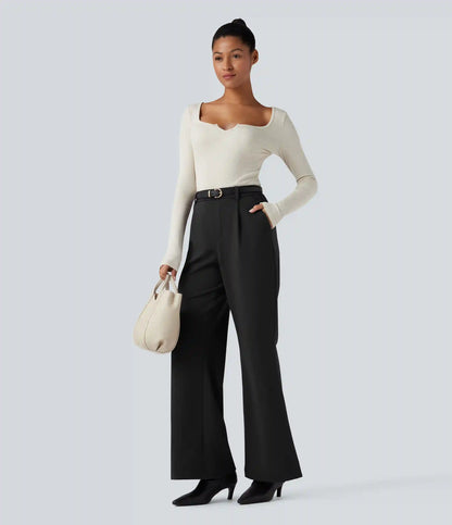 SoftlyZero™ Plush Thermal High Waisted Work Flare Pants with Pockets