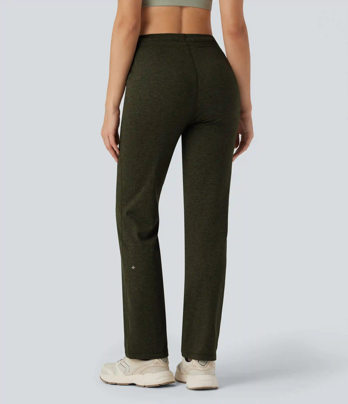 Mid Rise Drawstring Straight Leg Workout Pants with Pockets