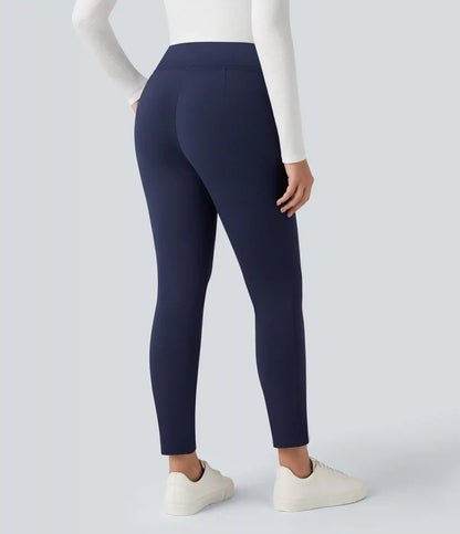 SoftlyZero™ Plush Thermal V Shaped High Waisted Zipper Work Pants with Pockets