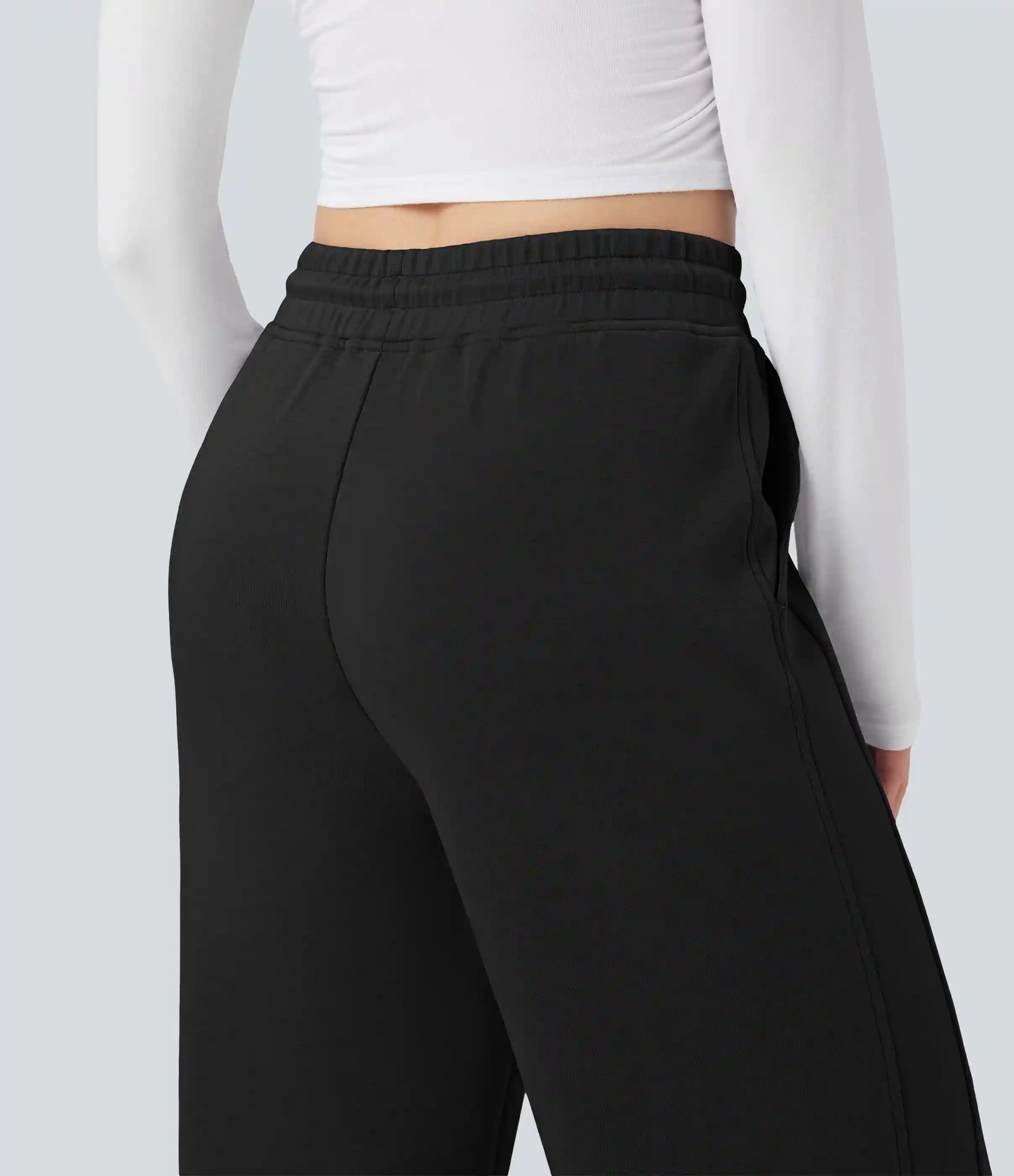 High Waisted Drawstring Casual Pants with Pockets