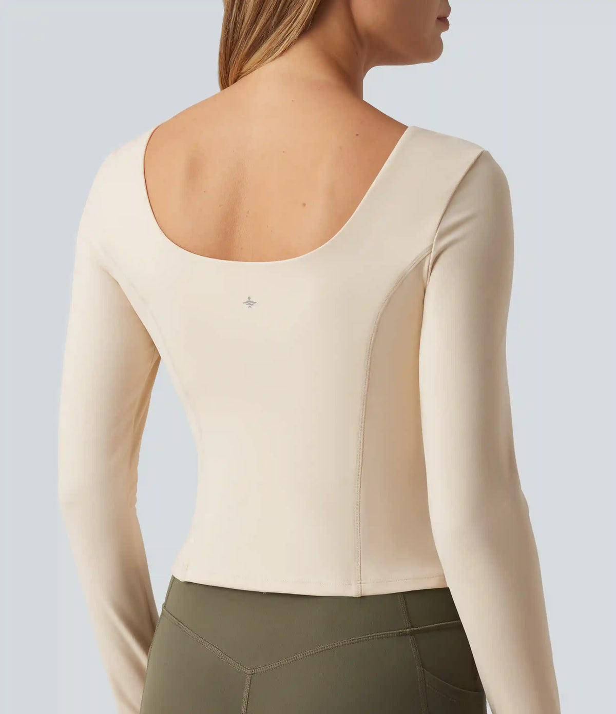 SoftlyZero™ Plush Round Neck Thumb Hole Long Sleeve Yoga Sports Top with Built-in Bra
