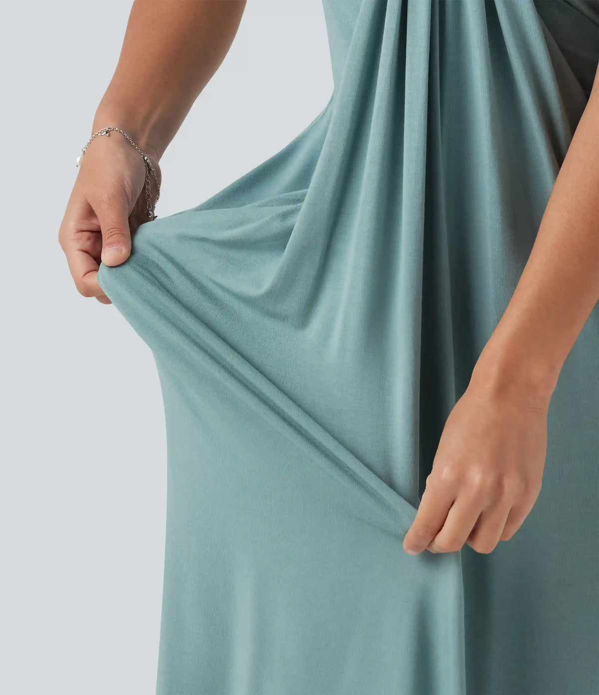 Halter Tie Back Built-in Bra Maxi Dress with Pockets