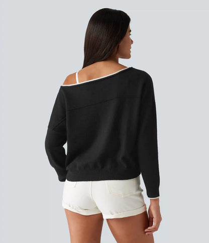 One Shoulder Long Sleeve Casual Sweater