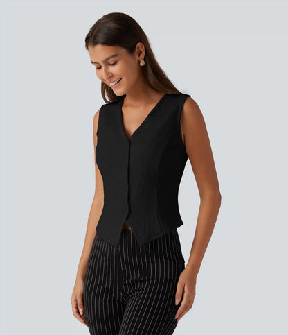 V Neck Waffle Work Vest