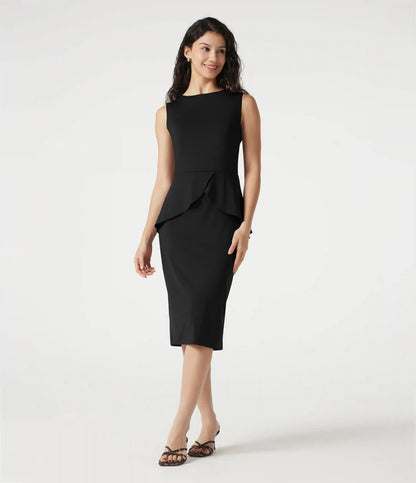 Round Neck Sleeveless Midi Work Dress