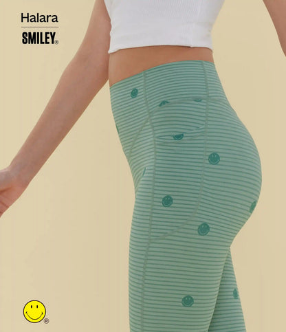 Halara X Smiley® Halara UltraSculpt™ Stripe Print High Waisted Scrunch Butt Lifting Tummy Control Training Leggings with Pockets