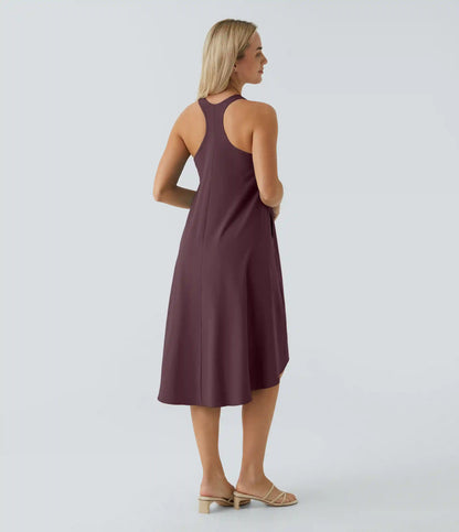 Breezeful™ RacerPocket High Low Flowy Midi Quick Dry Casual Dress