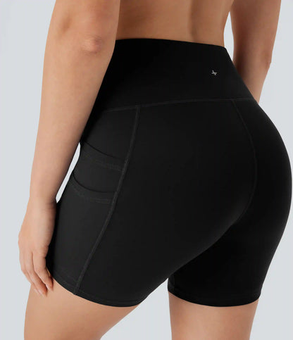 SoftlyZero™ High Waisted Double Pockets Yoga Biker Shorts 5''