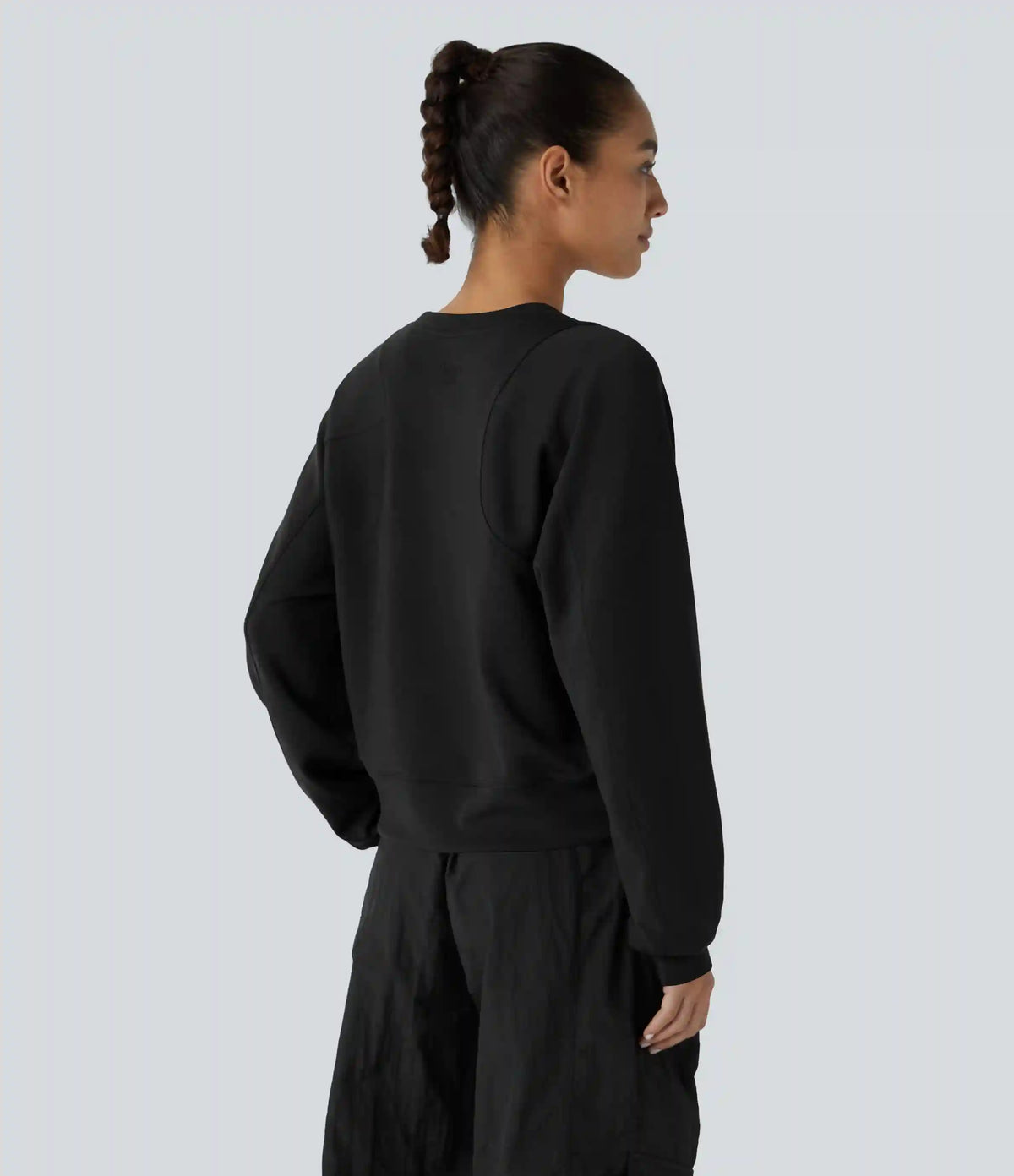 SpacerTek™ Round Neck Raglan Sleeve Solid Casual Sweatshirt