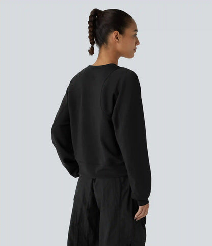 SpacerTek™ Round Neck Raglan Sleeve Solid Casual Sweatshirt