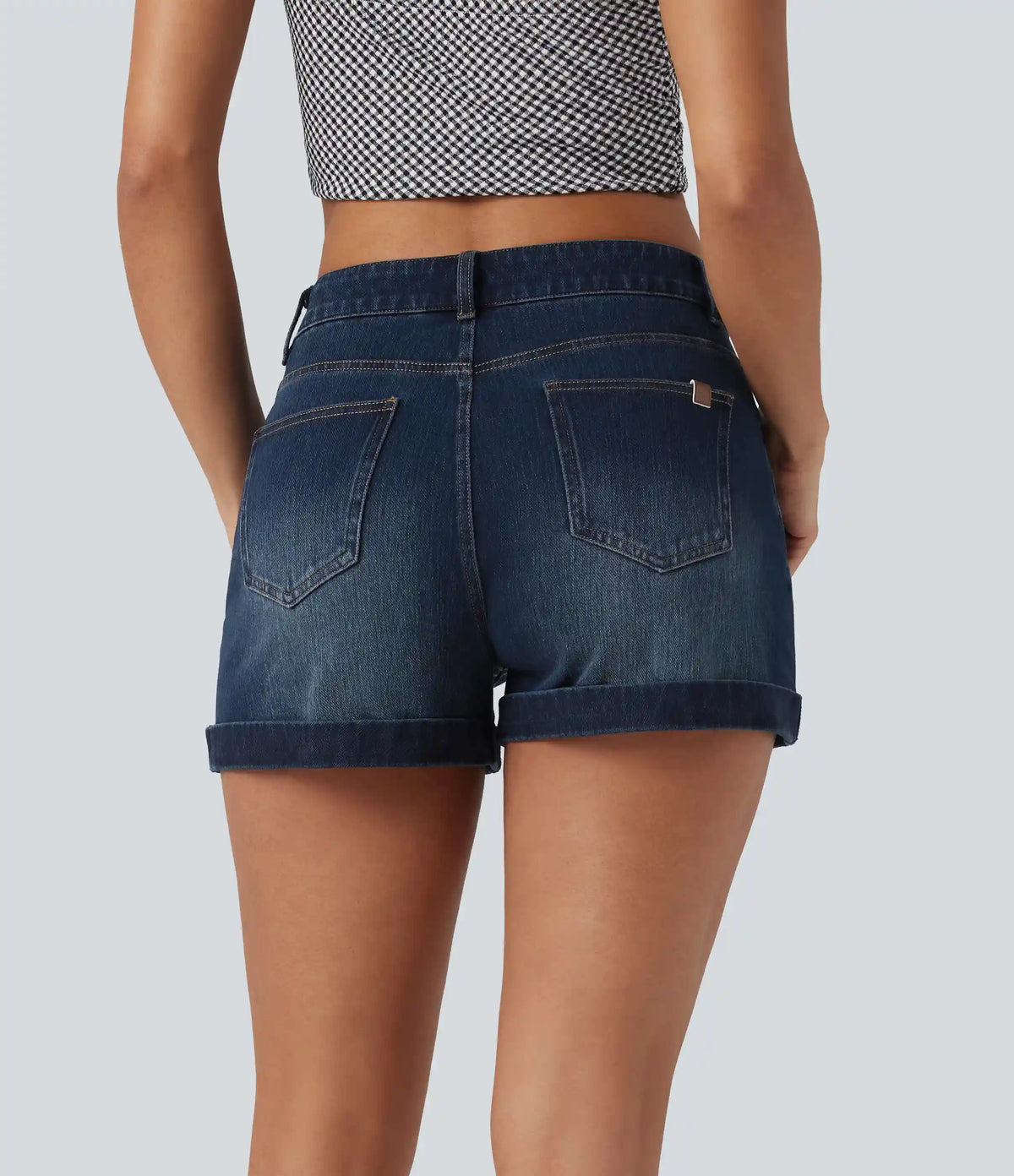 Halara Flex™ Mid Rise Zipper Pockets Denim Casual Shorts 3''