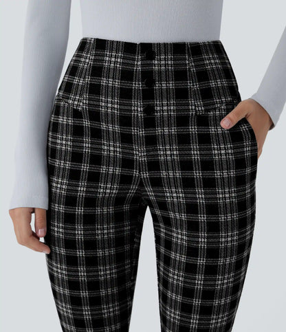 Halara Flex™ High Waisted Houndstooth Plaid Skinny Work Pants with Pockets