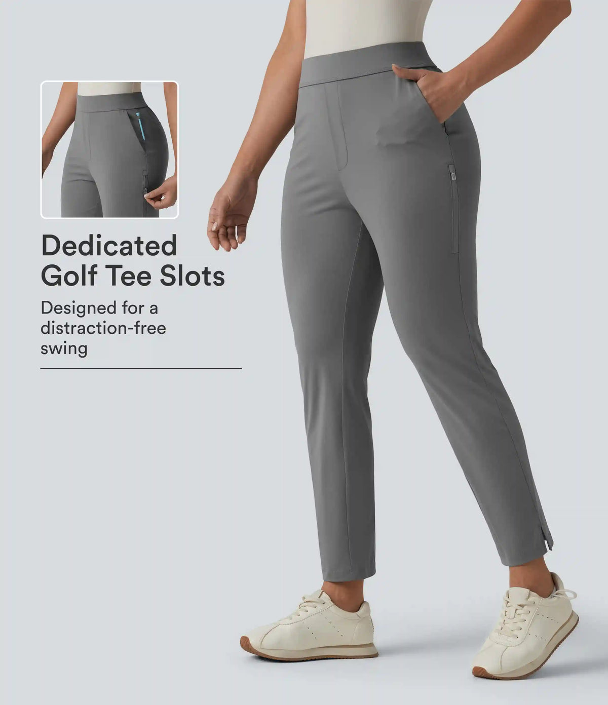 High Waisted Tapered Golf Pants with Pockets