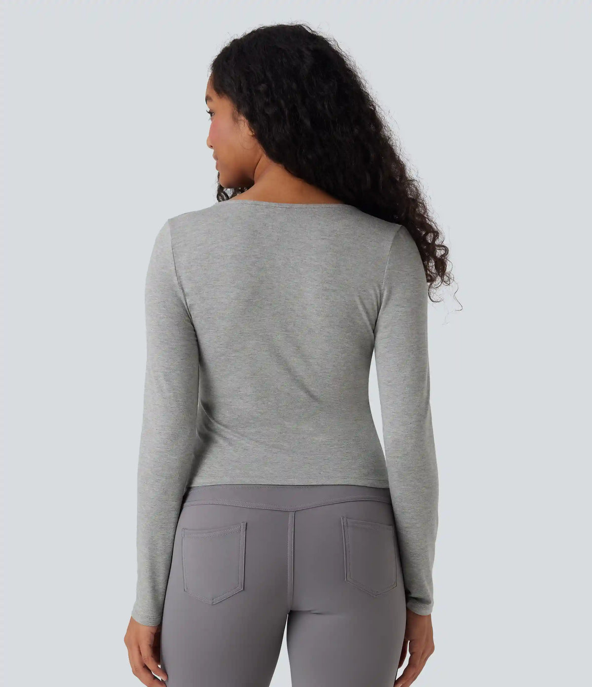 Deep V Neck Long Sleeve Casual Top